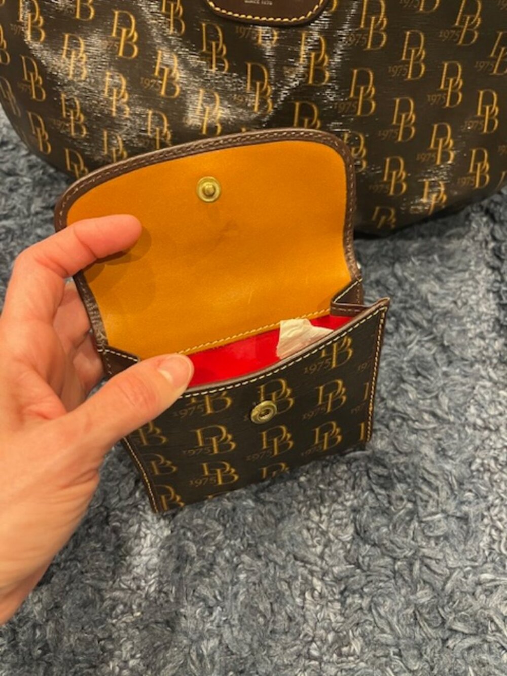 Dooney & Bourke 1975 Collection - Patent Leather Monogram Purse + Wallet Set - Picture 15 of 16